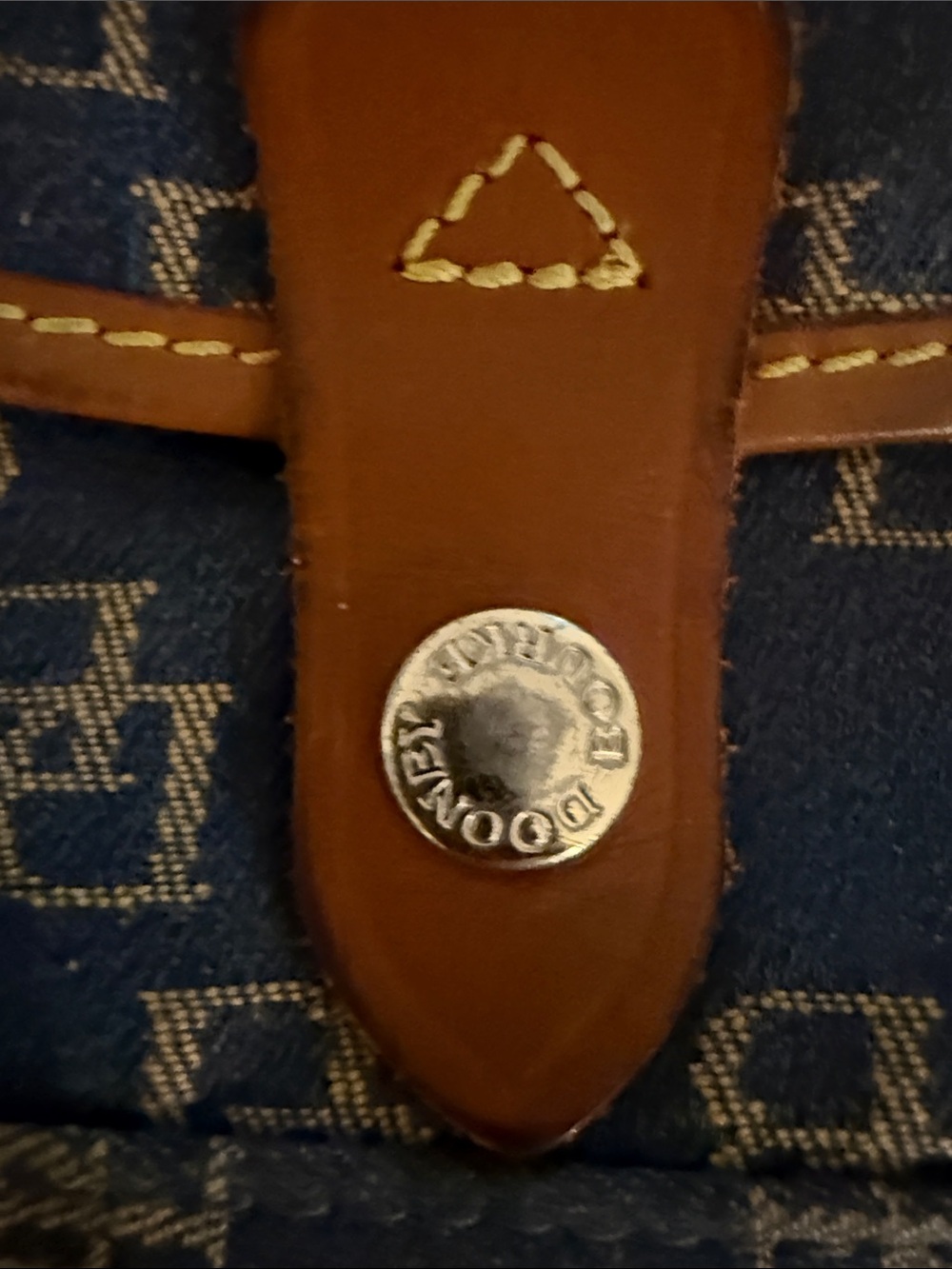 Dooney & Bourke Blue Denim Monogram Wristlet with Brown Trim - Picture 3 of 9